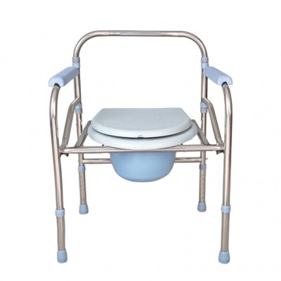 Foldable stainless steel material elderly health care portable toilet chair